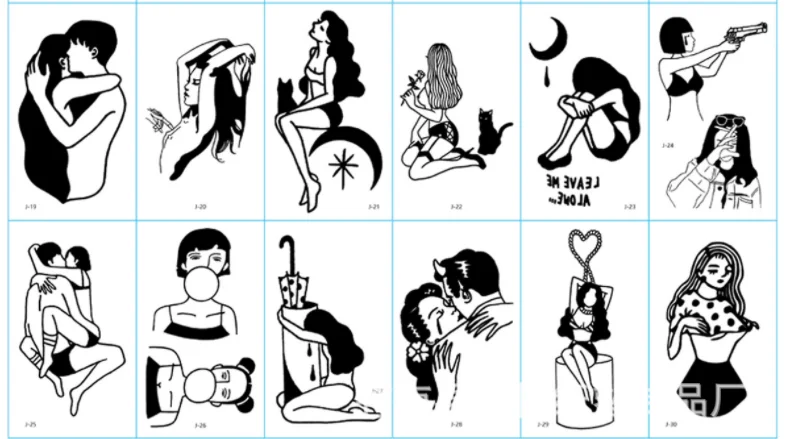 
JIMMY&KEVIN Custom Design dark series Sexy Body Tattoo Sticker Temporary Tattoo 