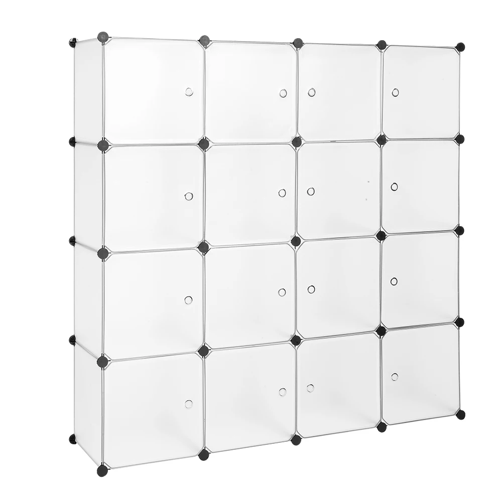 

16 Cube Wardrobe Plastic Cubby Shelving Storage Cubes For Shoes, White