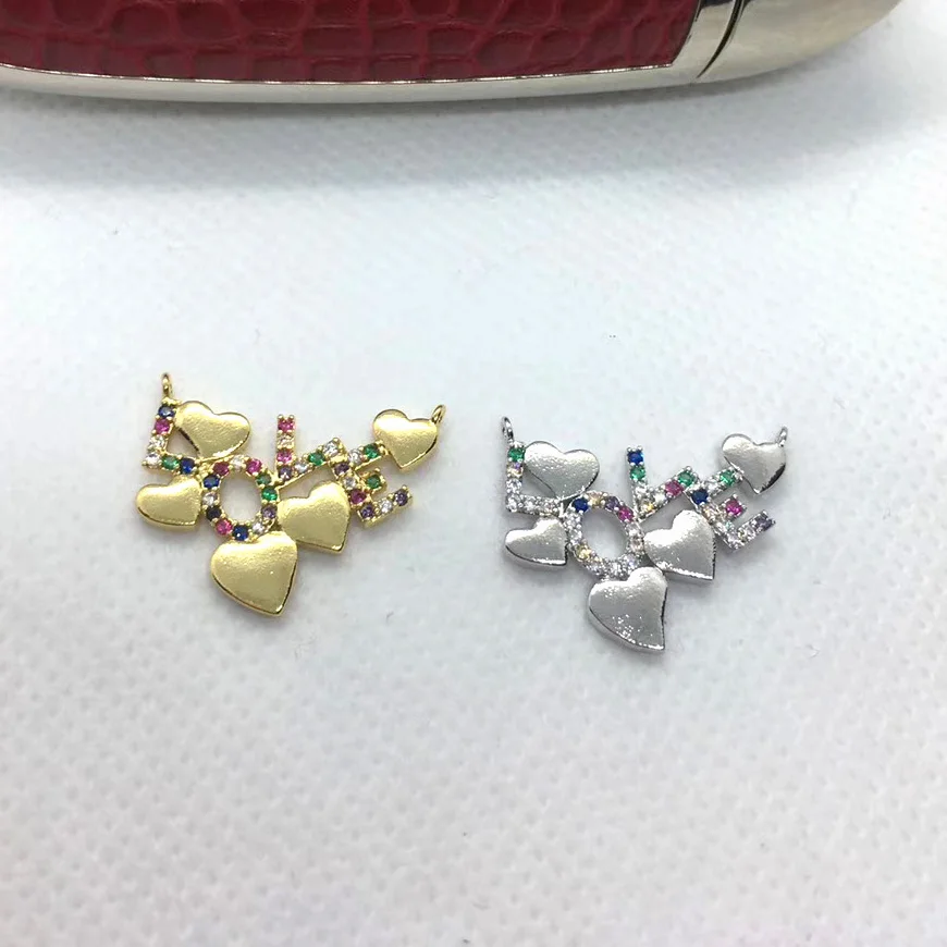 

Colorful Micro Pave Zircon Heart Bracelet Connectorfor Women Accessories