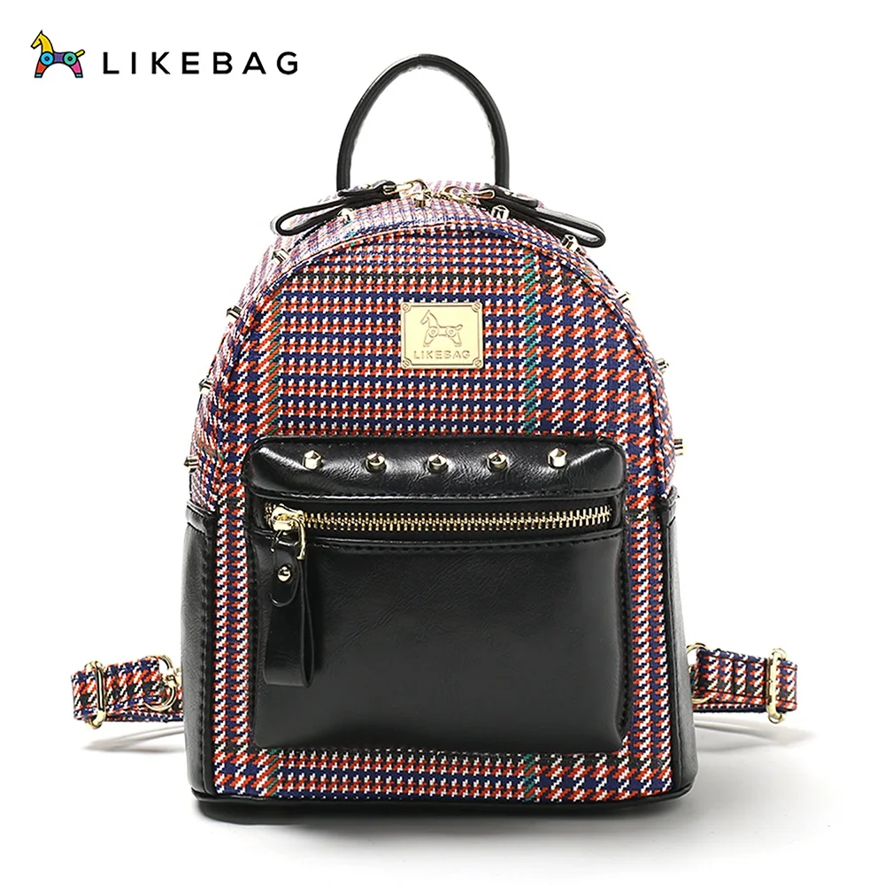 

LIKEBAG new hot sale fashion classic check pattern ladies backpack