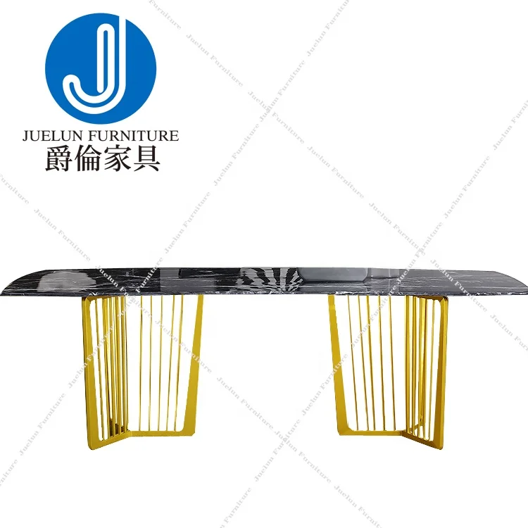 online shop hot sale gold stainless steel frame white marble top dining room table modern wire leg table wire table