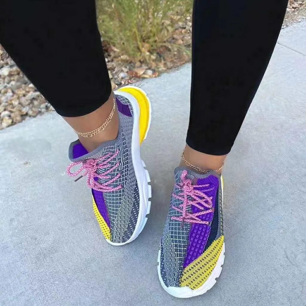 

2020 Womens Fashion Sneakers Patchwork Light Weight Stylish Ladies Sports Running Shoes Breathable Mesh Women Shoes Sneakers