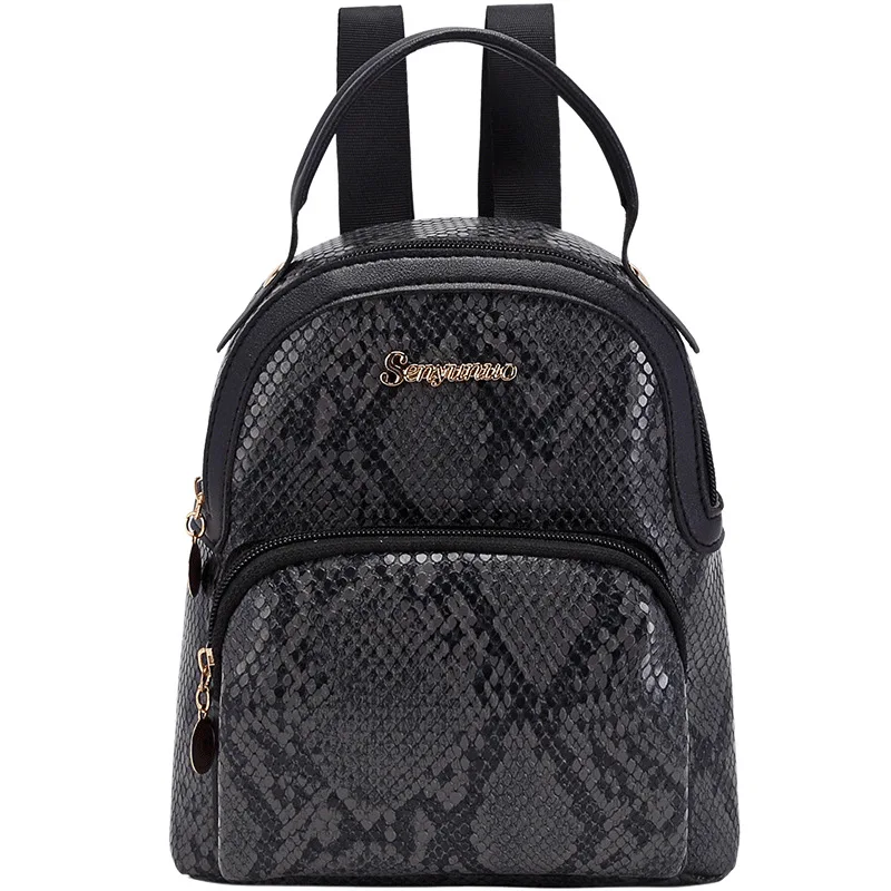 

BG-0198 Hot Sales Trendy Simple Vintage Temperament 2021 New Casual Fashion Bag Women Snake Print Ladies Backpack Bag For Girls, 5 colors