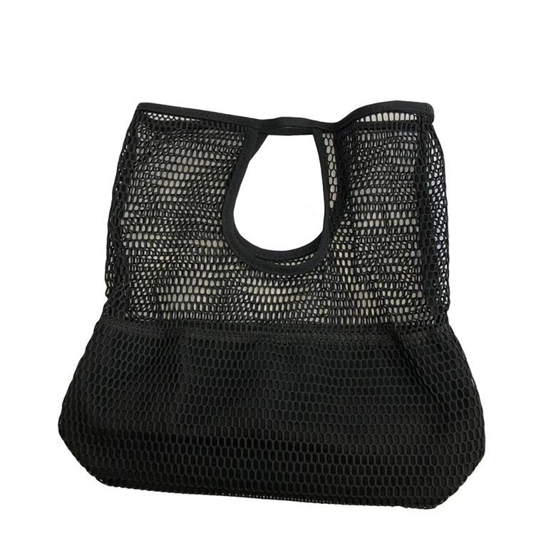 

Custom Fashion Casual Simple Folding Canvas Hollow Out Mesh Big Net Handbag Clear Women Tote Beach Bag, 2 colors