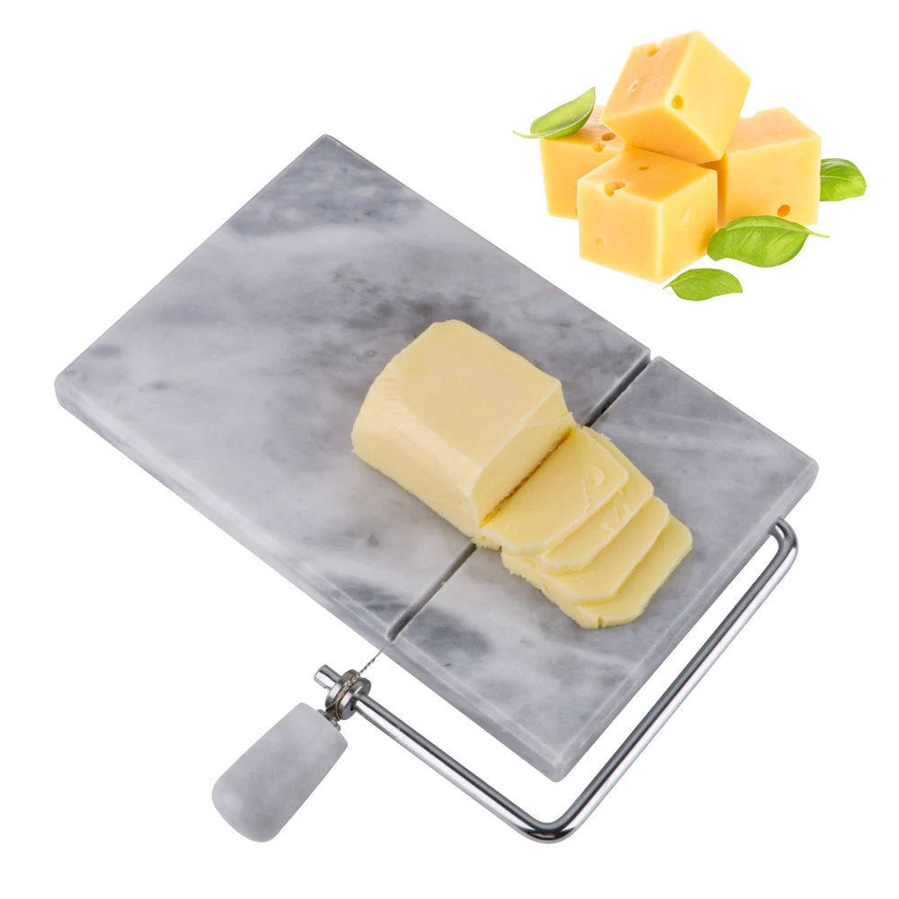 

2021 Most Popular 2 Stainless Steel Tangents Cheese Cutter Board With Marble, Natural marble