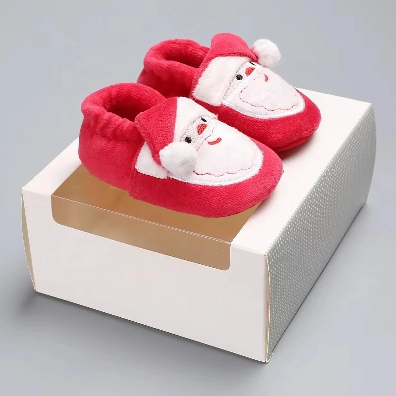 
Cute Infant Red Santa Claus Cartoon Fluffy Christmas Baby Shoes 