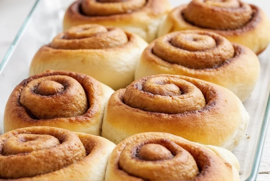 Finished gourmet cinnamon rolls with cream cheese frosting and caramel drizzle on rustic wooden board