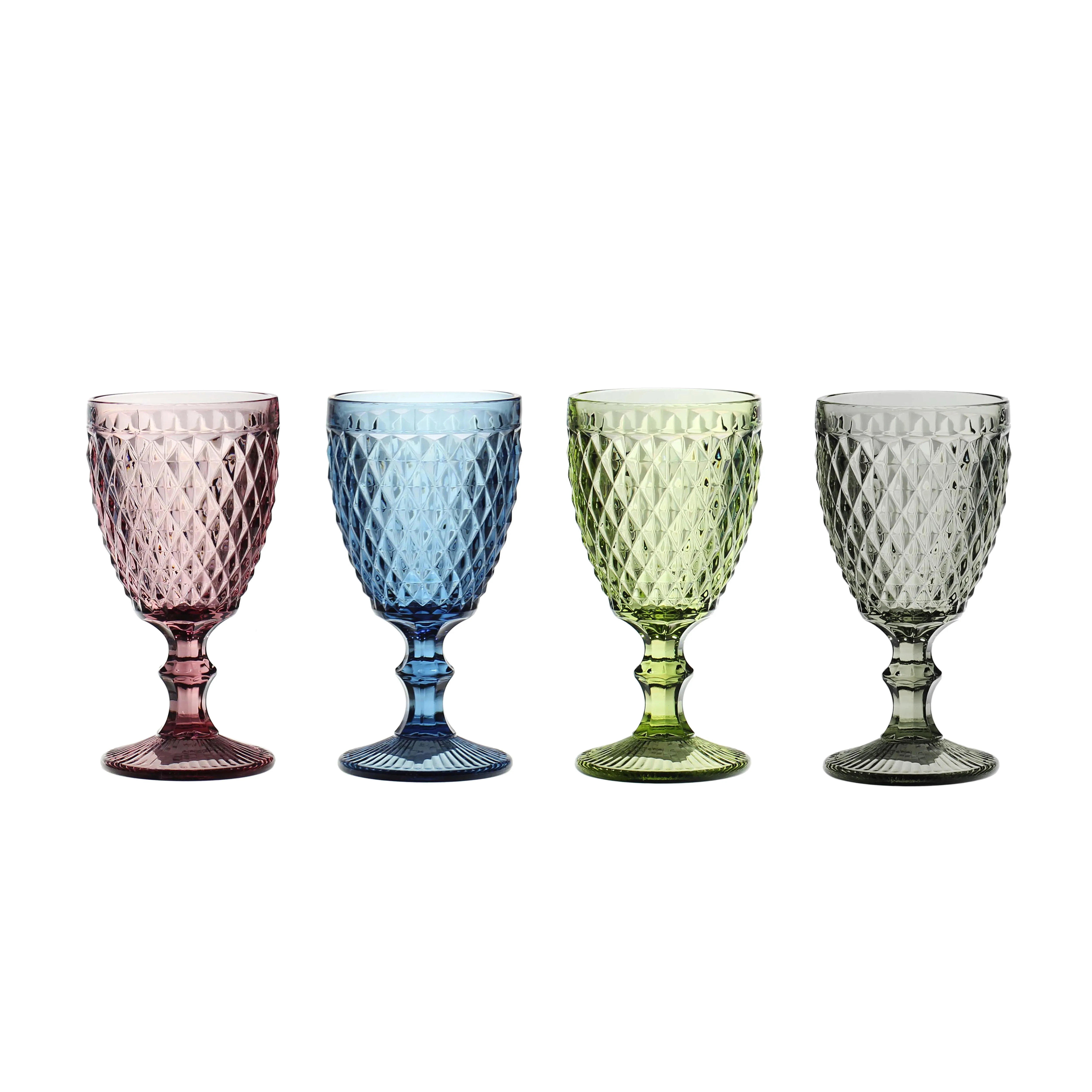 

vintage lead-free red wine glasses colored wedding goblet blue pink green glass goblets, 4 colors