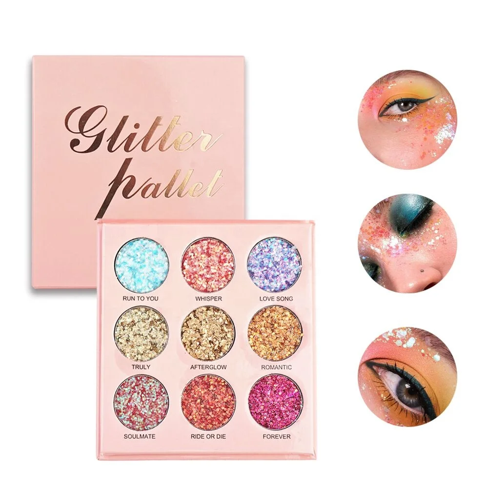 

Highly Pigmented Eye Shadow Long Lasting 9 Colors Glitter Eyeshadow Pallet