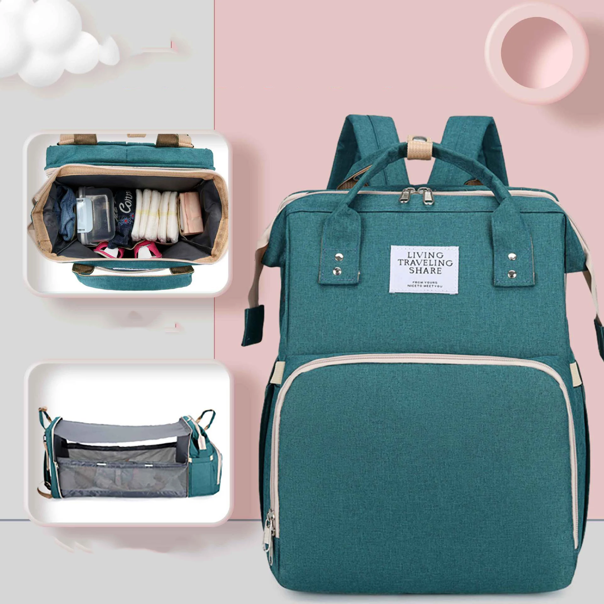 

Baby Bag Diaper Bags Mummy Bag Portable Bassinet Multifunctional Package Backpack Travel Expandable Baby Bed for Mom