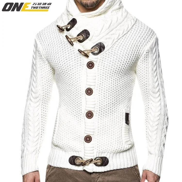 

Men's turtleneck sweater coat casual lapel men's sweater thin personality cardigan over a white sweaster, Customized color