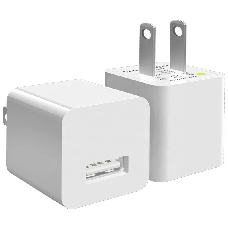 

US Plug Portable 5V 1A USB adapter wall charger for iphone charger cable cube charger, White