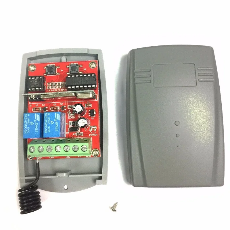 

12-24v DC 2 channel fixed code and rolling code gate garage door remote control universal receiver 433