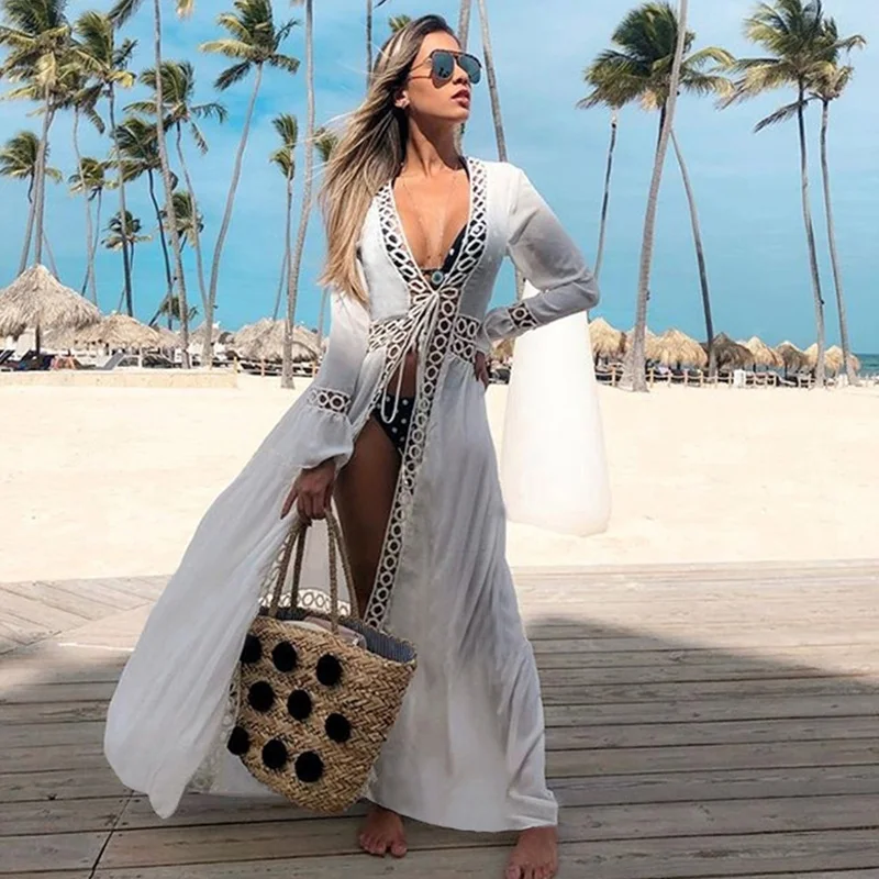 

2021 Crochet White Knitted Beach Cover up dress Tunic Long Pareos Bikinis Cover ups Swim Cover up Robe Plage Beachwear, Black,pink,white,green,snakeskin