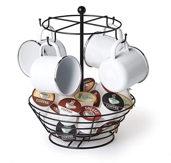 

storage stainless iron wire drip coffee capsule pod and cup mug holder organizer rack for office shop, Different color