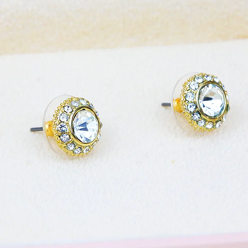 

Cute Luxury Earring Gold Plated Gemstone Stud Earrings For Women, Gold color