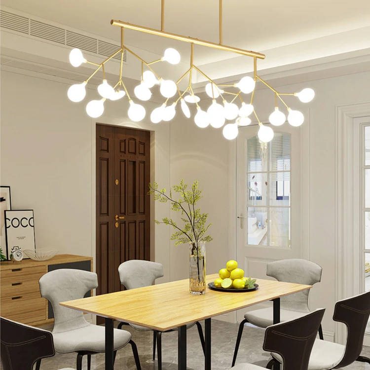 Nordic postmodern fancy rose gold pendant light led firefly  living room dinning room chandelier