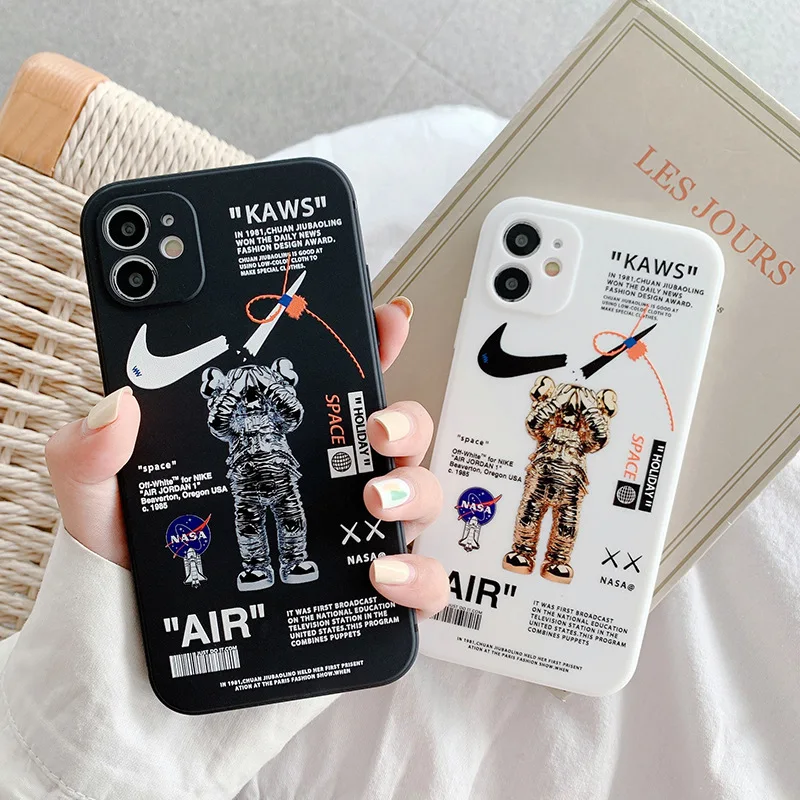 

Fashion Brand Logo Original Silicone Mechanical bear Back Cover Phone Case For iPhone 13 11 X Xr Xs 7 8 12 Pro Max TPU Cover