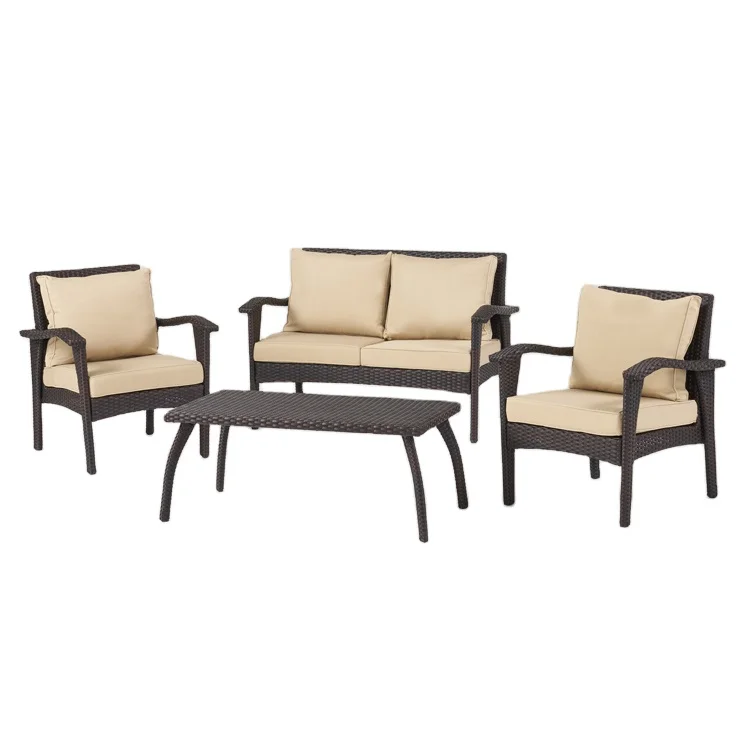 

Outdoor Outdoor 4-piece Brown Wicker Seating Set With Cushions