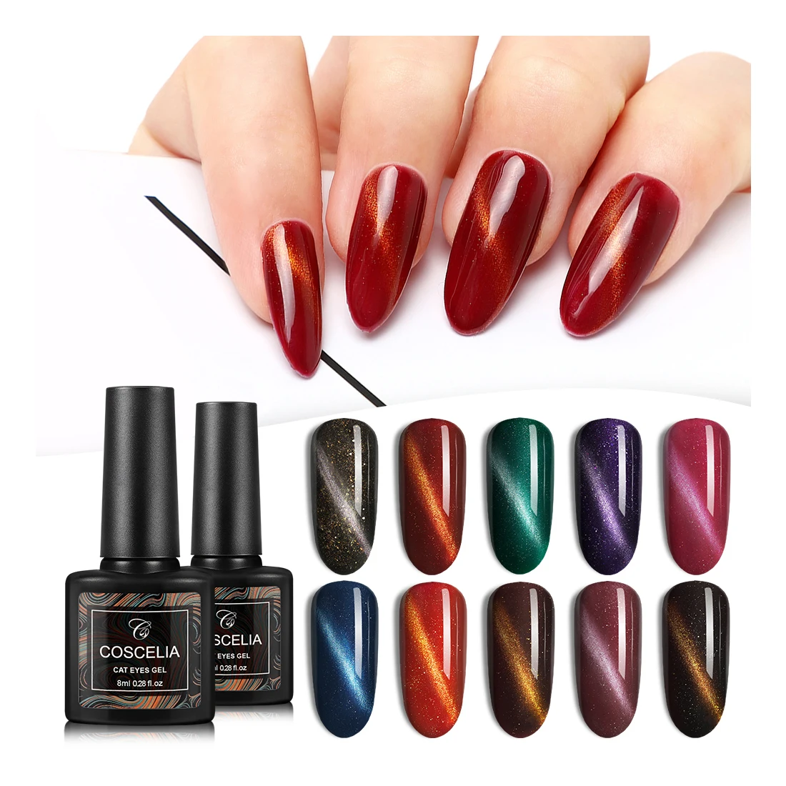 

COSCELIA 2021 new arrivals Hot Selling Cat Eye Gel Polish Kit Manicure Cat Eyes UV Gel, 10 colors