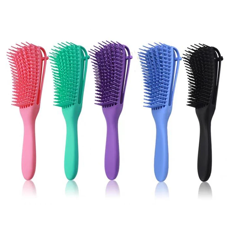 

Wholesale Plastic Bristle Eight Rows Paddle Hair Brush Wet and Dry Vent Custom Detangling Hair Combs For Women