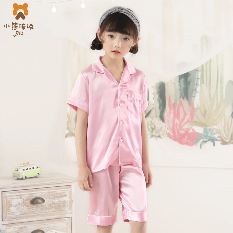 

Wholesale Cheap Silk Pyjamas Sleepwear Kids Satin Pajama Set, Picture or choose custom