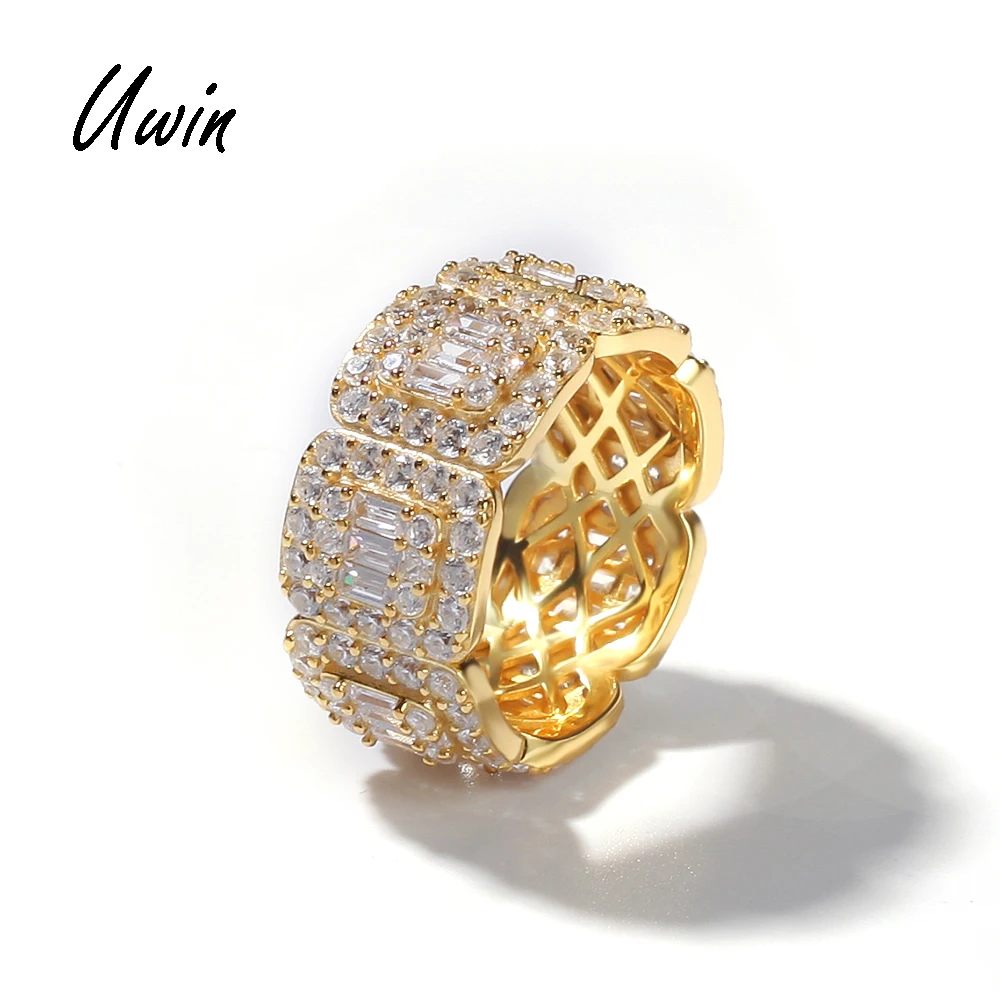 

Beautiful Clear Tiny Zirconia Baguette Stone Ring Ladies Mens Finger Rings Hip Hop Gold Bling Jewelry Gift