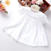 

summer infant baby girls blouse white smocked red handmade kids tops children clothes ready made 9121932