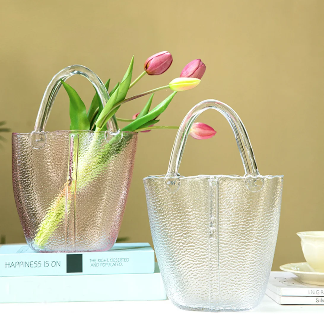 Handbag Style Glass Vase Coastal Design Creative Christmas Tabletop Vase Decoration Gift