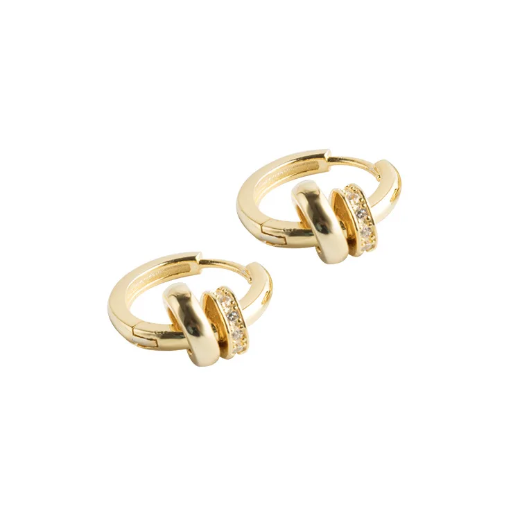 

European New Arrival Geometric Circle Hoop Earrings 925 Sterling Silver 18k Gold Plated Crystal Hoop Earring For Women