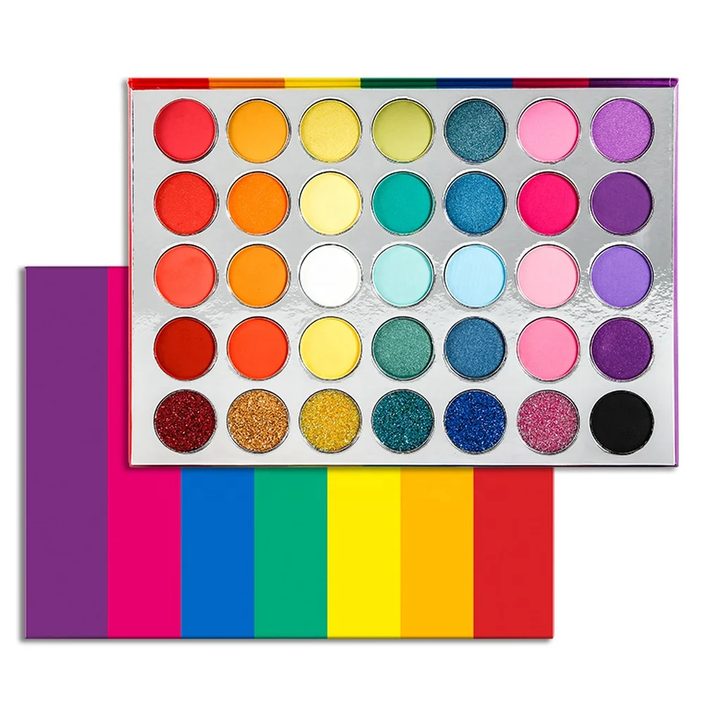

35 Colors Eyeshadow Palette Private Label Matte Glitter Rainbow Eye Shadow Pigment Makeup Cosmetics Custom Logo Low Moq
