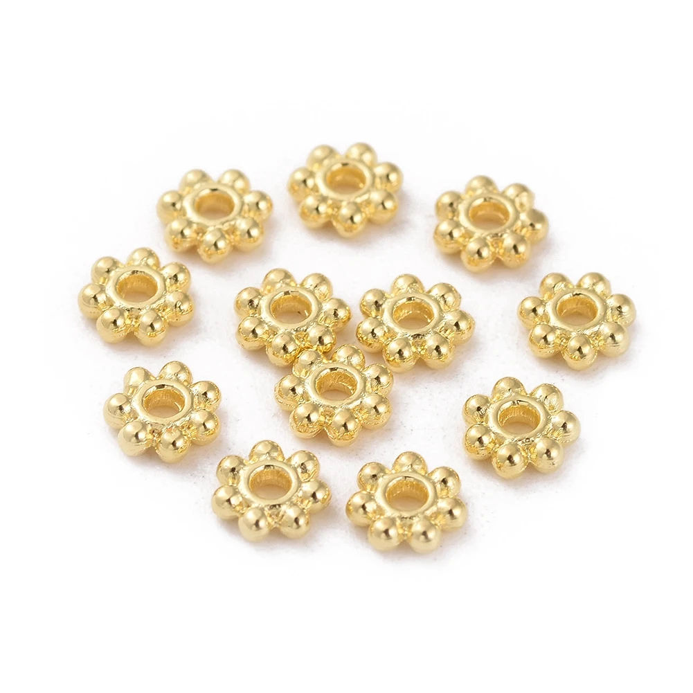 

Pandahall 6000 Pieces 4.5mm Flower Golden Tibetan Style Alloy Daisy Spacer Beads