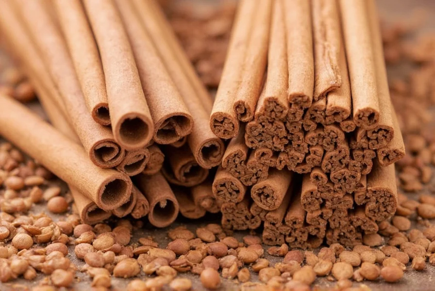 Close-up comparison of Ceylon cinnamon quills versus Cassia cinnamon sticks showing the distinctive layered structure of Cassia and the delicate, multi-layered quills of Ceylon