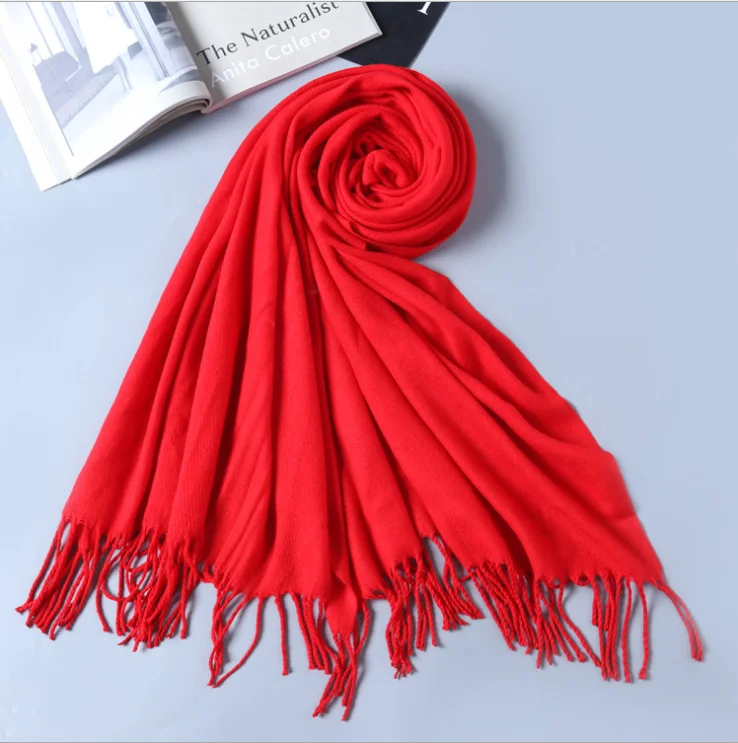 
Winter Fashion custom design colorful solid plaid acrylic cashmere wool scarf Top grade high quality cashmere pashmina scarf 