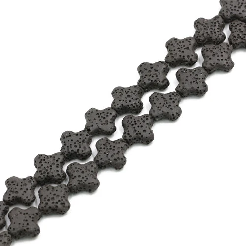 

Wholesale Loose Volcanic Stone Cross Shaped Lava Stone Beads For Bracelet Necklace Making