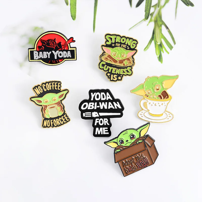 

China manufacturer Cute cartoon pins Mandalorian Baby Yoda Enamel Pin Brooches for Women men backpack Badge accessories Gifts, Colors