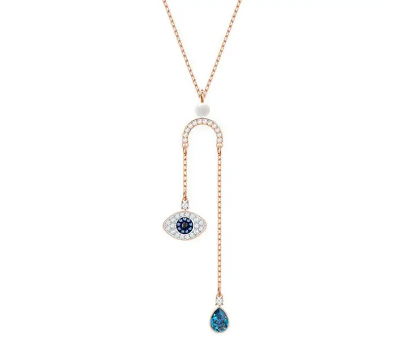 

U-shaped evil eye tassel clavicle chain female high quality magic eye necklace