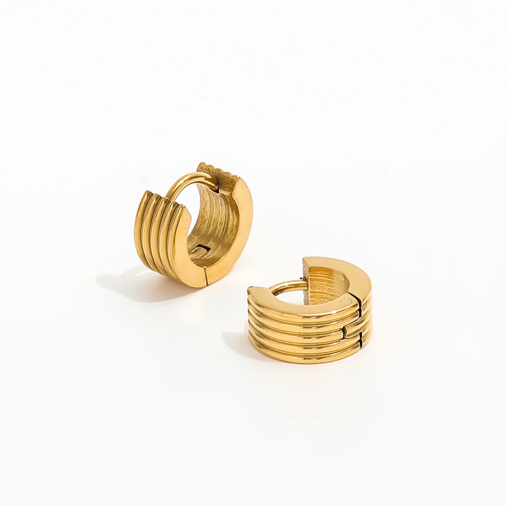 

Jooolim Jewelry Trendy Earring 18K Gold Plated Multi-layer Huggie Dainty Shiny Earrings Stainless Steel Earrings Wholesale