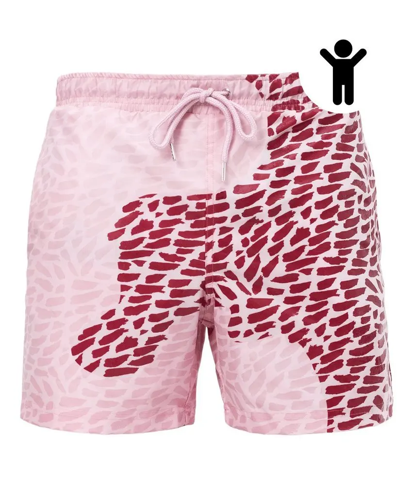 

custom mens Magic swimming shorts swim shorts color change BECOMES VISIBLE COLOR CHANGE WHEN FABRIC IS WET