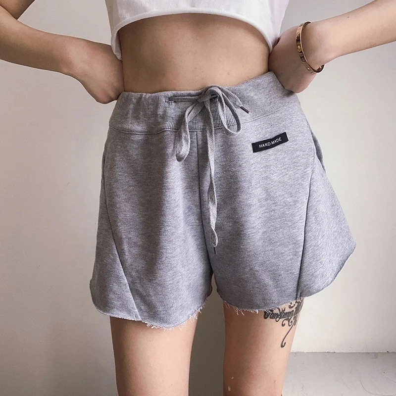 

Youbor factory new arrivals 2020 good quality best price woman shorts oem customized cotton solid womens workout shorts, Gray