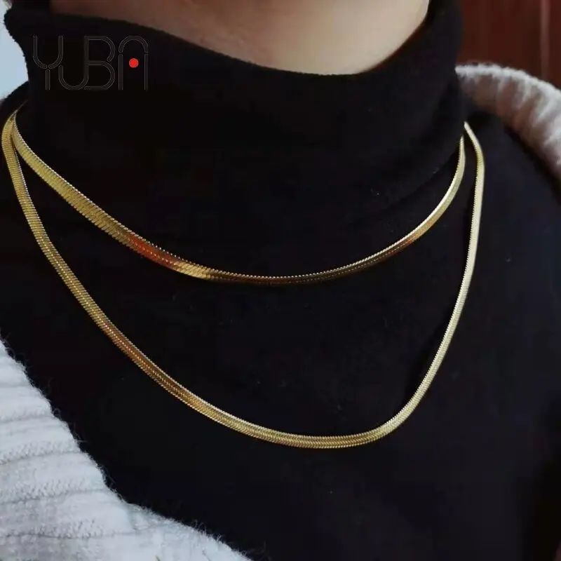 

2021 fashion trending hip hop thick gold filled necklace snake chain for womenwholesale