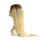 卸売ブラジルバージンヘアの女性水ディープ波グルーレス自然な人間の毛髪hdシルクトップ 613 ブロンドウィッグフルレースかつら