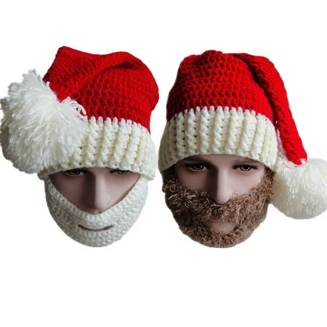 Fashion Christmas Santa Knit Hat Handmade Crochet LED Ski Warmer Cap with Breathable Face Mask