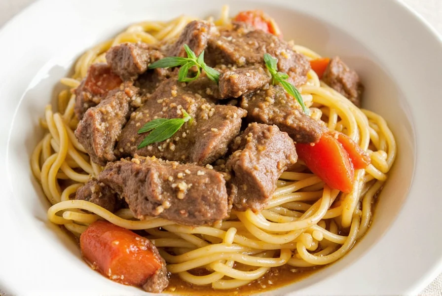 Browned ground beef in a skillet