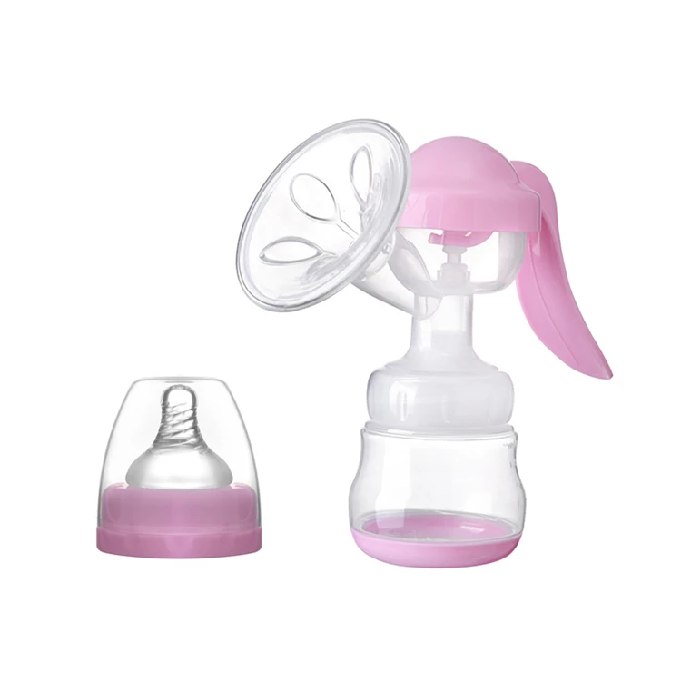 

Manual Breast Pump Powerful Baby Nipple Suction 150ml Feeding Milk Extractor Lactation Bottles Breast Pump With Feeding Bottle, As pic