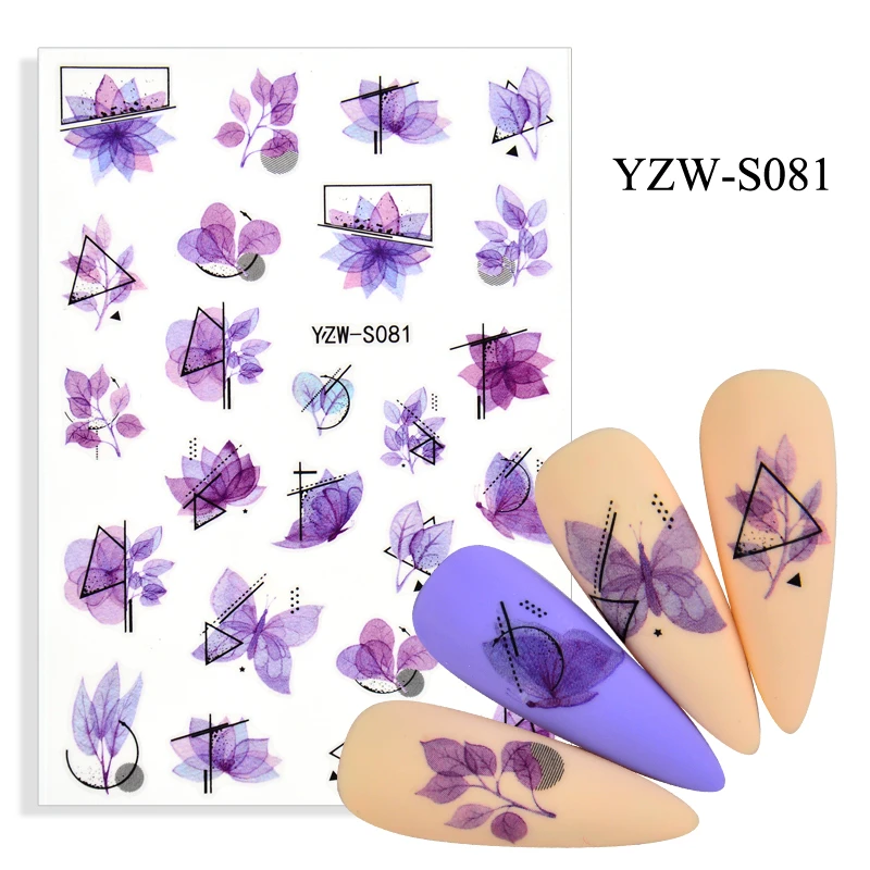 

2022 Simple Flower Geometric Nail Stickers Butterfly Nail Art Nails Supplies Manicure Decorations