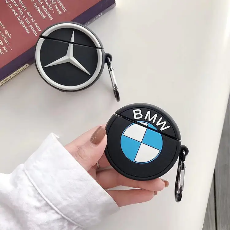 

Hot Sale 3D Car Logo Design Earphone Case with Keychain for Airpods Pro Fashion BMW Mercedes Benz Style Soft Cover for Airpods, As picture