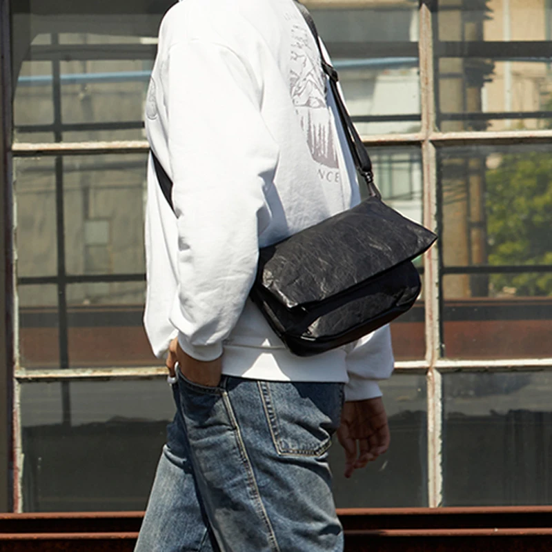 

Light weight Waterproof Designer Crossbody Shoulder Bag Sling Tyvek Men Messenger Bag, Black, white, gray