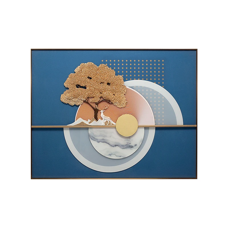 

Custom Landscape Metal Painting With Alumimium Alloy Frame 100% Handmade Wall Art Decoration In Modern Style, Picture shown