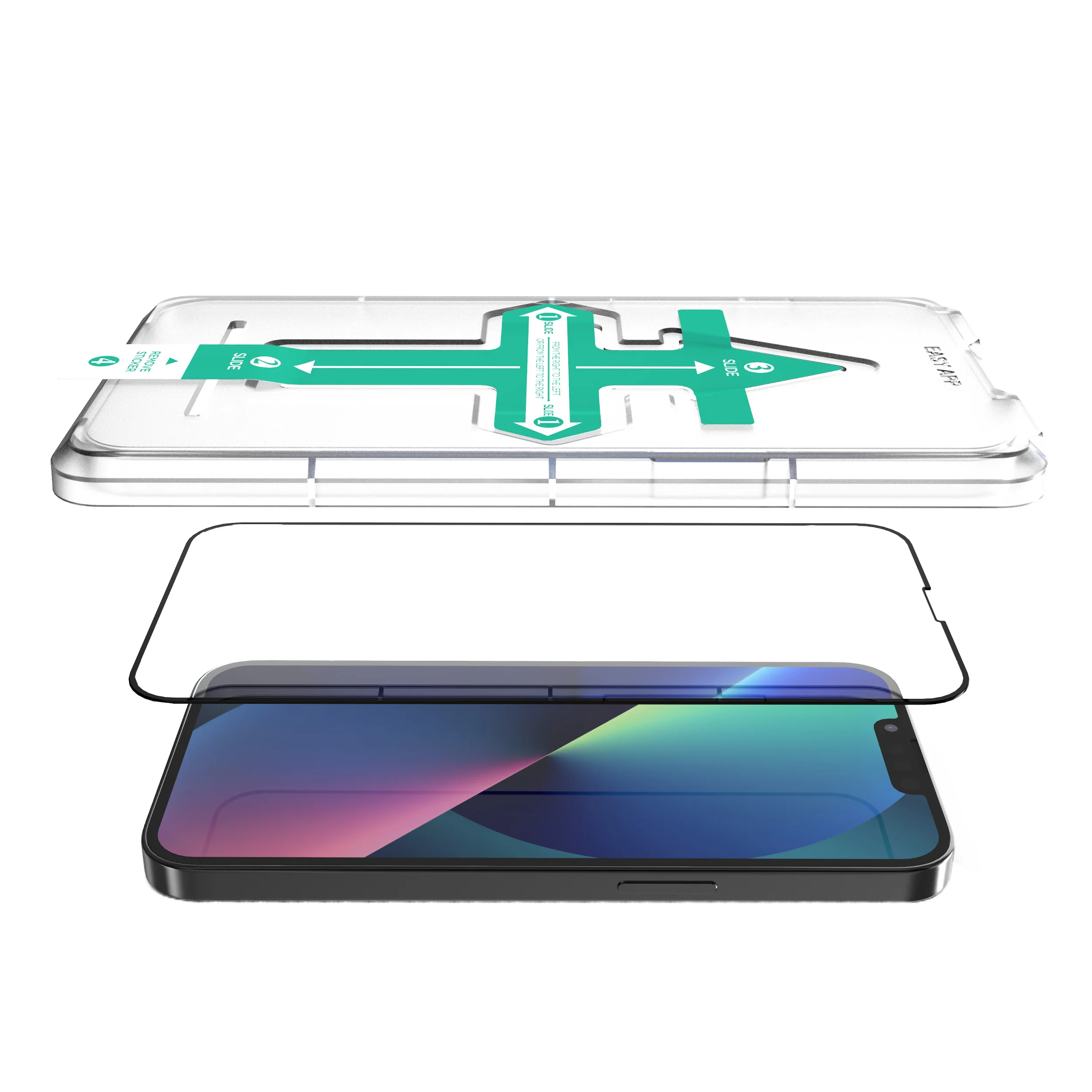 

Silk printing iphone tempered glass screen protector for iphone 13 3 pack 10d screen protector with alignment tray